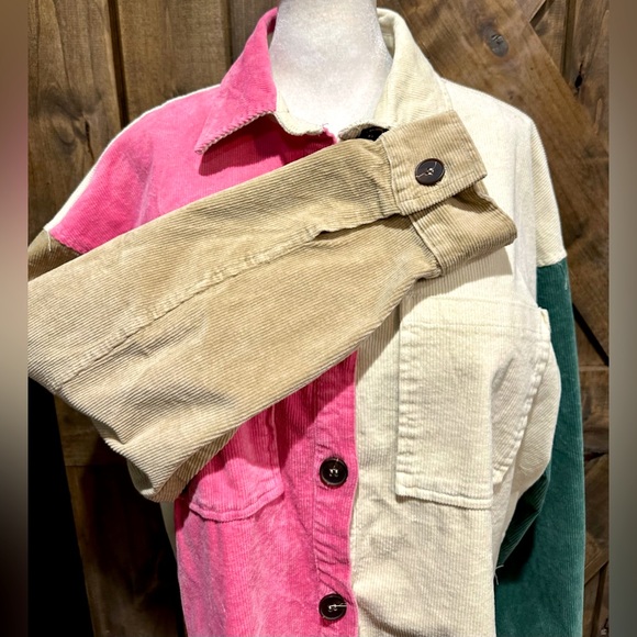 NWT Mainstrip Color Block Corduroy Cropped Shacket - Picture 9 of 15